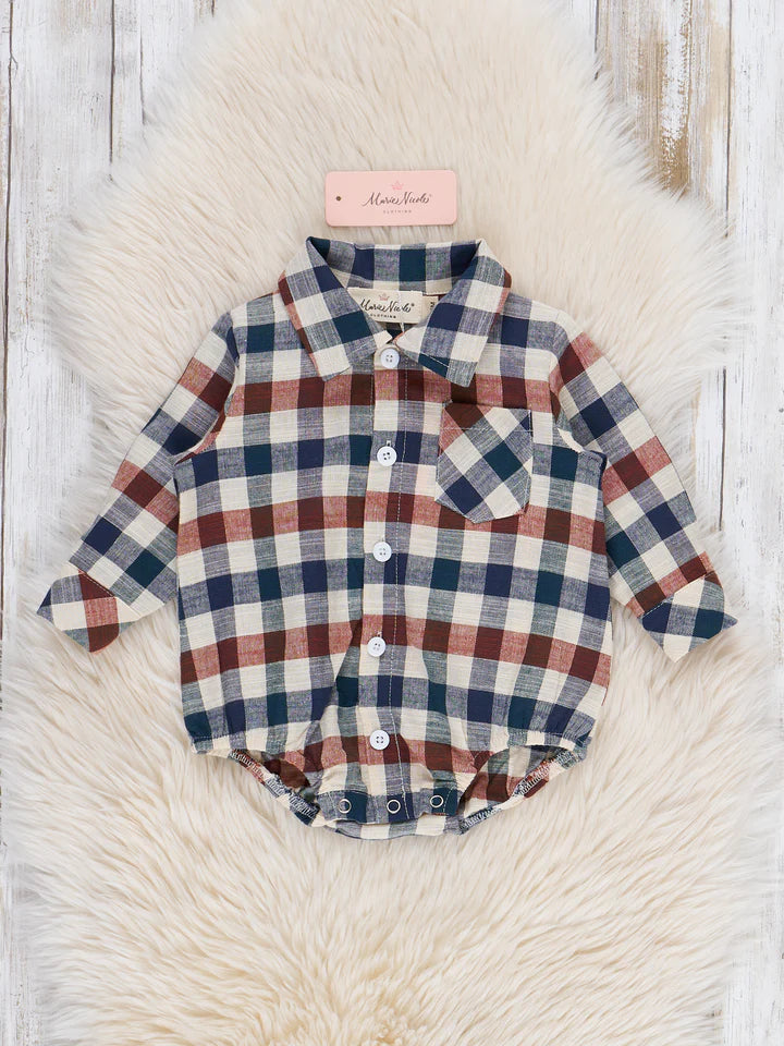 Fall Vintage Plaid Ruffle Bubble