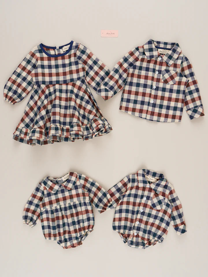 Fall Vintage Plaid Ruffle Bubble