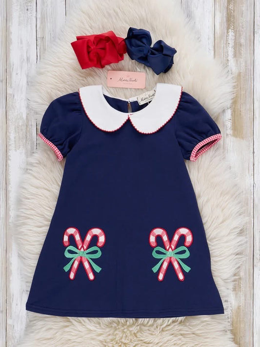 Candy Cane Munchers Embroidered Dress